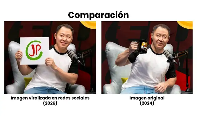 Comparación entre el material compartido en redes y la fotografía original. Foto: Facebook / Composición: LR
