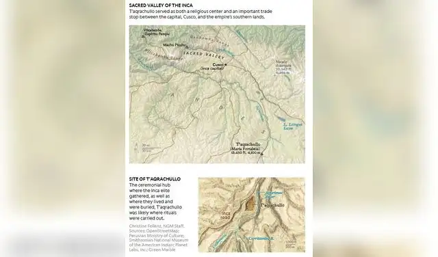 El centro ceremonial donde se reunía la élite inca, donde vivían y eran enterrados. Foto: National Geographic