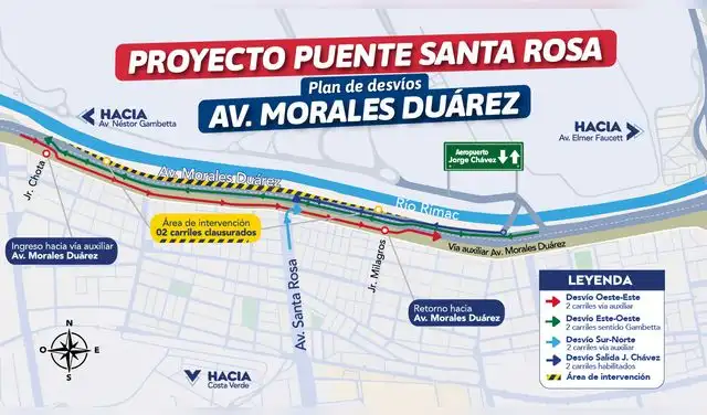 Plan de desvío vehicular en la av. Morales Duárez