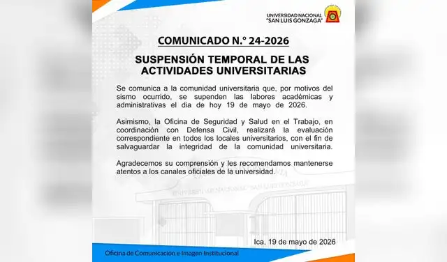 Comunicado de San Luis Gonzaga