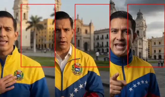 El clima y construcciones detrás del hombre cambian a lo largo del video. Foto: Facebook El clima y construcciones detrás del hombre cambian a lo largo del video. Foto: Facebook