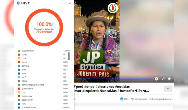 Un análisis realizado por Hive Moderation determinó que las imágenes fueron generadas con inteligencia artificial.