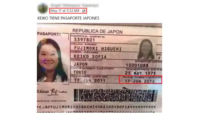 El documento viralizado tiene al 2016 como fecha de caducidad. Foto: Facebook