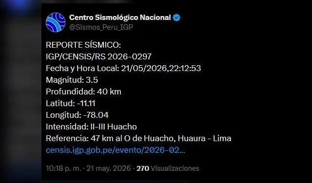 Reporte sísmico hoy 21 de mayo