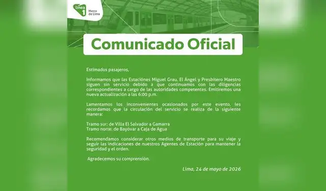 Segundo comunicado oficial por accidente
