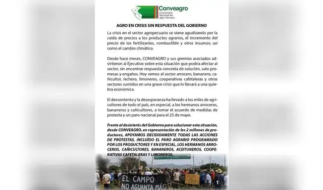 Productores exigen declaratoria de emergencia para el sector agropecuario