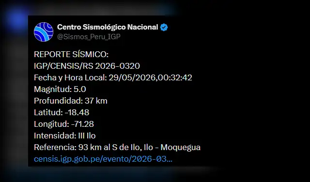 Temblor en Moquegua. Foto: IGP