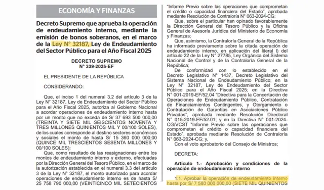 Fuente: Decreto Supremo N° 339-2025-EF Fuente: Decreto Supremo N° 339-2025-EF