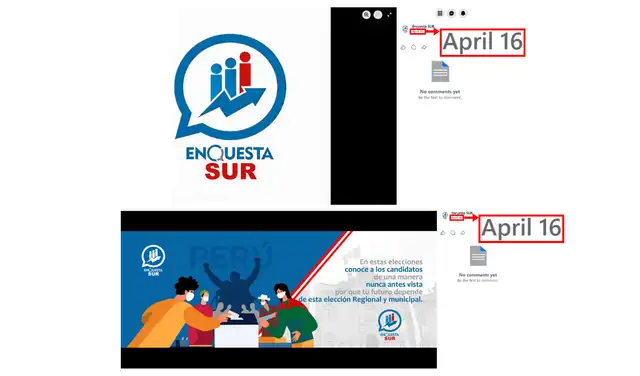 Las fotos de perfil y portada de Encuesta Sur también fueron publicadas el 16 de abril de 2026. Foto: Facebook