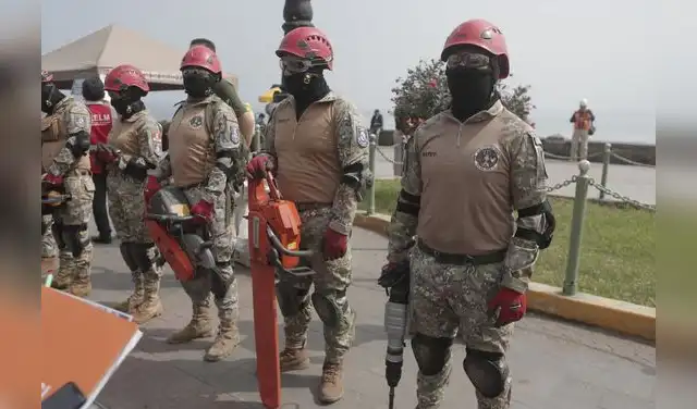 Brigada de rescate durante el simulacro multipeligro 2026. Brigada de rescate durante el simulacro multipeligro 2026.