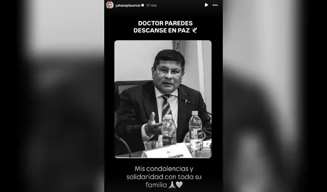 Yahaira Plasencia envía condolencias a los familiares de su abogado.