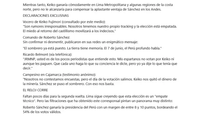 Narrativa asociada a la encuesta viralizada (4). Foto: Facebook