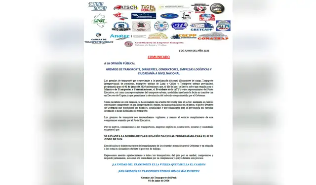 Comunicado de transportistas