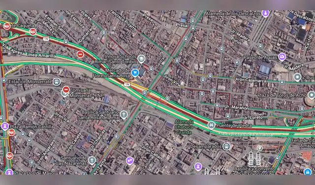 Vía en sentido norte a sur congestionada tras el accidente.