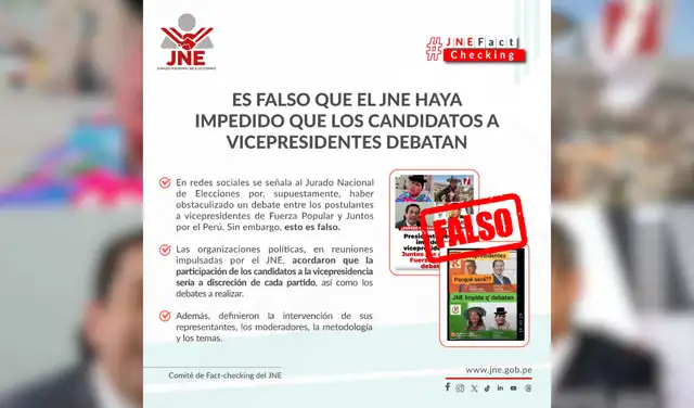 JNE desmiente narrativa difundida en redes sociales.