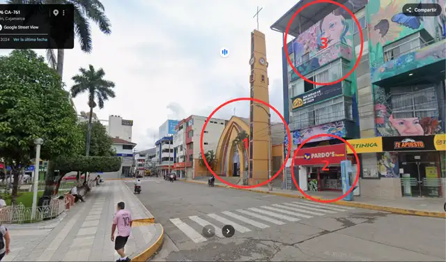 La pieza viral presenta los mismos tres elementos visibles que la captura de Google Maps tomada en 2024. La pieza viral presenta los mismos tres elementos visibles que la captura de Google Maps tomada en 2024.