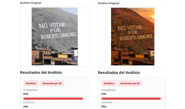 Análisis de las imágenes con TruthScan. Foto: TruthScan
