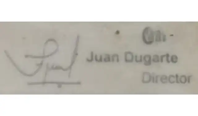 Fuente: Firma original de Juan Dugarte