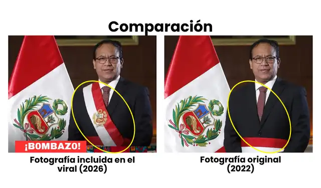 Comparación de la fotografía viralizada y la original. Foto: Facebook / ANDINA | Composición LR