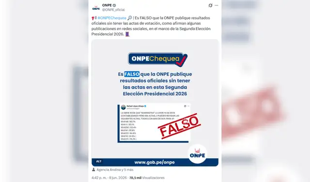 La ONPE desmiente a Rafael López Aliaga.