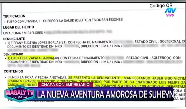 Denuncia contra el nuevo saliente de Suheyn Cipriani. Denuncia contra el nuevo saliente de Suheyn Cipriani.
