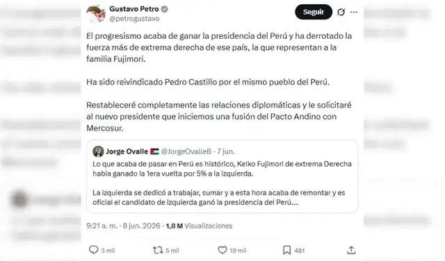 Publicación de Gustavo Petro en X Publicación de Gustavo Petro en X