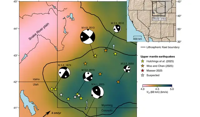 Mapa de la región del cratón del suroeste de Wyoming. Foto: The Seismic Record Mapa de la región del cratón del suroeste de Wyoming. Foto: The Seismic Record