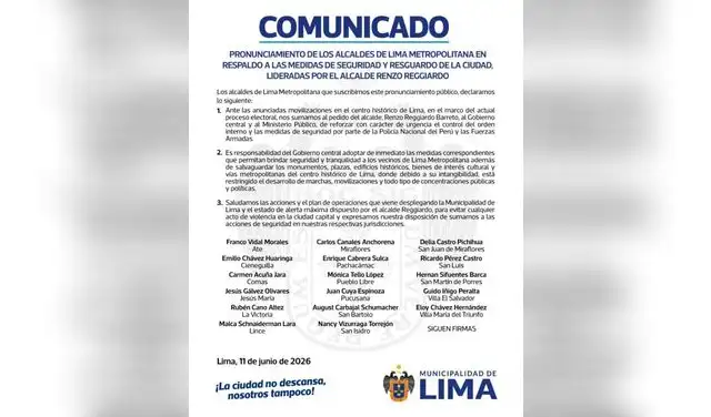 Comunicado Municipalidades distritales de Lima