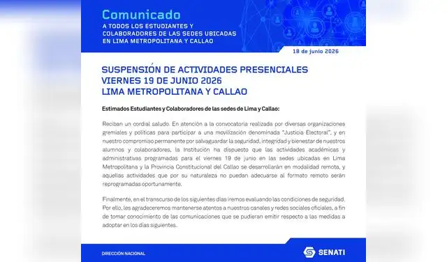 Comunicado de SENATI  