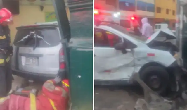 Un vehículo terminó al interior del negocio y otro en la puerta del local Un vehículo terminó al interior del negocio y otro en la puerta del local