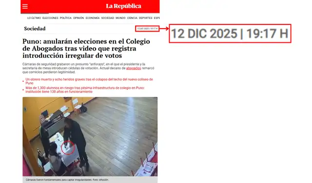 Nota original de La República. Captura: La República Nota original de La República. Captura: La República