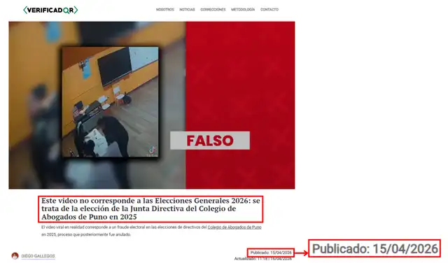 Verificador de La República cubrió el tema el 15 de abril de 2026. Captura: Verificador de La República Verificador de La República cubrió el tema el 15 de abril de 2026. Captura: Verificador de La República