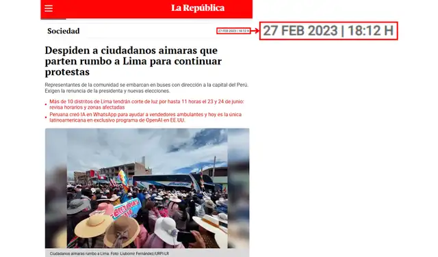 Búsqueda inversa lleva a una publicación del 27 de febrero de 2023 (La República). Foto: La República - Web