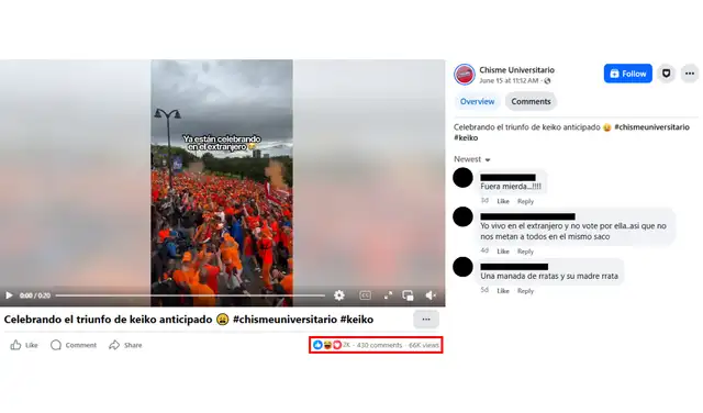 Publicación con más alcance en redes sociales. Capturas: Facebook Publicación con más alcance en redes sociales. Capturas: Facebook