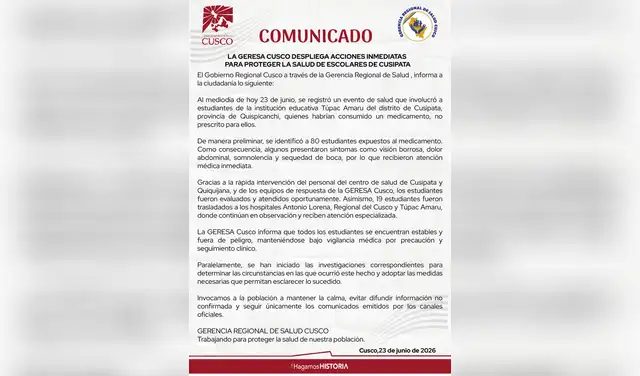 Comunicado del GORE Cusco Comunicado del GORE Cusco