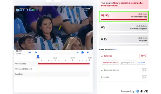 Análisis del viral con Hive Moderation. Captura: Hive Moderation