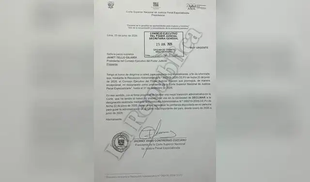 Jhonny Contreras, renuncia a la presidencia de la Corte Penal Nacional
