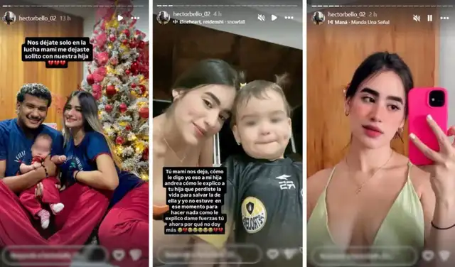 Fotografías compartidas por el futbolista Hector Bello tras la repentina muerte de su esposa. | Foto: Instagram  
