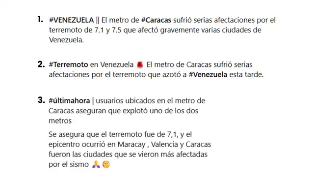 Descripciones asociadas al video. Capturas: Facebook