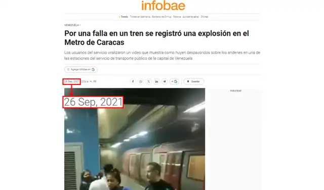 Noticia presentada por Infobae. Foto: Infobae - Página web