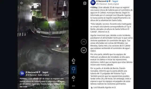 Noticia presentada por El Nacional. Foto: El Nacional - Facebook