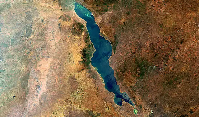 La actividad tectónica del rift de África abrió paso al lago Tanganica entre El Congo y Tanzania. Foto: ESA La actividad tectónica del rift de África abrió paso al lago Tanganica entre El Congo y Tanzania. Foto: ESA