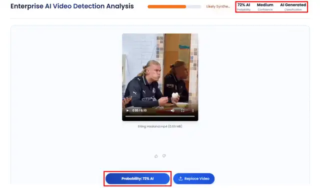 Análisis del video con TruthScan. Captura: TruthScan