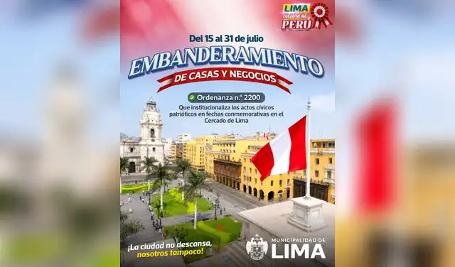 Municipalidad de Lima exhorta a los vecinos y comerciantes a colocar correctamente la bandera nacional Municipalidad de Lima exhorta a los vecinos y comerciantes a colocar correctamente la bandera nacional
