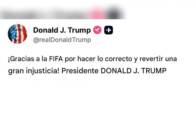 Mensaje del presidente Trump hacia la FIFA. Mensaje del presidente Trump hacia la FIFA.