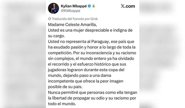 Respuesta de Kylian Mbappé a Celeste Amarilla Respuesta de Kylian Mbappé a Celeste Amarilla
