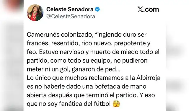 Publicación de la senadora Celeste. Publicación de la senadora Celeste.