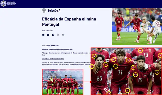 Nota elaborada por la Federación Portuguesa de Fútbol. Foto: Federación Portuguesa de Fútbol Nota elaborada por la Federación Portuguesa de Fútbol. Foto: Federación Portuguesa de Fútbol