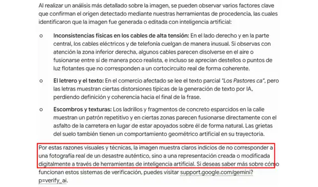 Análisis de la imagen viralizada con SynthID (se elaboró con la IA de Google). Foto: SynthID