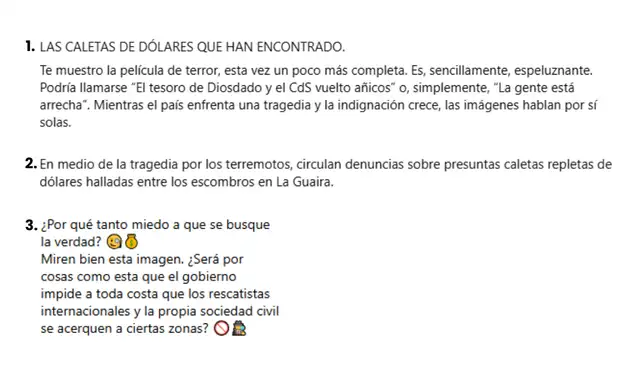 Descripciones asociadas a las publicaciones. Fotos: Facebook / Instagram Descripciones asociadas a las publicaciones. Fotos: Facebook / Instagram